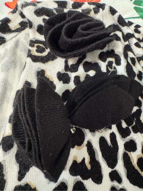 White House Black Market Sweaters - White House Black Market Black and White Leopard-Print V-Neck Cardigan